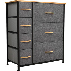 YITAHOME Chest of Drawers with 7 Drawers Fabric Storage Chest of Drawers Industrial Style for Bedroom, Living Room, Hallway, Dark Grey Storage Cabinet