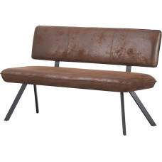 B&D home Juna Dining Room Bench, 140 cm, Upholstered with Backrest, Metal Frame for Dining Room, Hallway, Wardrobe, Industrial Modern Design, Suede Look, Brown, 11310-140 Brown