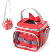 Hautton Carrying Case for Toniebox & Tigerbox, Storage Bag for Music Box, Tonies Figures, Headphones, Charger with Shoulder Strap for Travel, red, travel bag