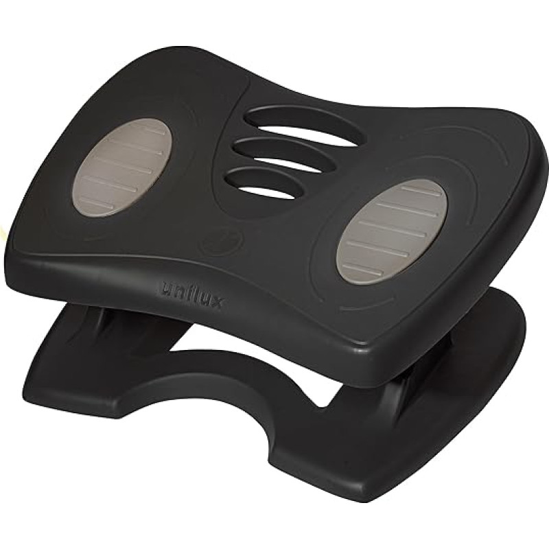 UNILUX Nymphea 100340822 Footstool Height-Adjustable Non-Slip Footrest in Black with Rocking Function for Office and Home