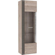 FORTE Locarno Display Cabinet with 1 Glass Door, Composite Wood, Nelson Oak Combined with Grey Matt, 60.2 x 196.9 x 41.1 cm