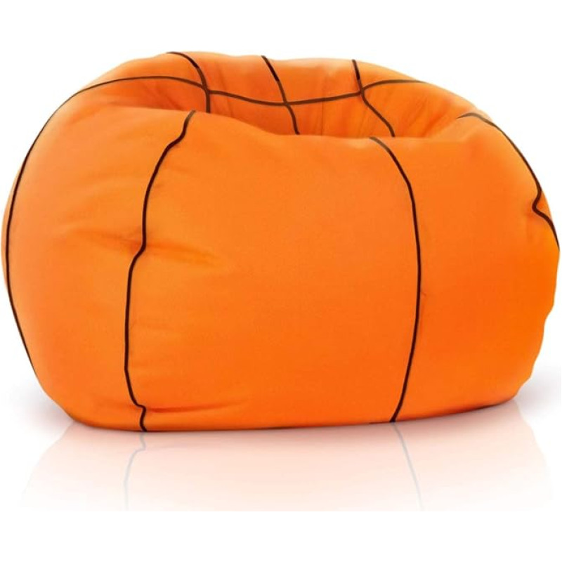 Green Bean Basketball Bean Bag Ready-Filled 250 L EPS Beads - Children and Adults 90 cm Bean Bag Giant Bean Bag Cushion Lounge Chair Seat Cushion Washable Cover Gaming Chair Orange