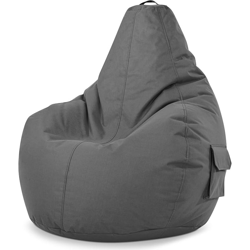 Green Bean© Beanbag with Backrest 80 x 70 x 90 cm, Gaming Chair with 230 L Filling, Cuddly Soft Washable Bean Bag, Floor Cushion, Lounge Chair, Stool, Relaxing Chair for Gamers - Grey
