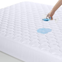 Utopia Bedding Quilted Waterproof Mattress Topper 160 x 200 cm, Mattress Topper, Waterproof Mattress Protector, Stretchy to 30 cm (White)