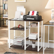 SogesGame Kitchen Baker Rack, 3-Tier Microwave Oven Stand, Kitchen Shelf, Storage Rack with Hooks, Multifunctional Workstation for Kitchen, Living Room and Hallway (Black