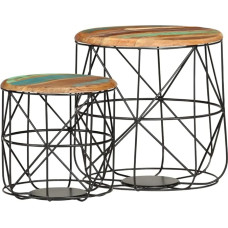 LVHUIDEH Round Coffee Table Set, Sofa Table, Set of 2, Table Set, Living Room Furniture, Table Combination for Living Room Balcony, 45 x 45 x 45 cm
