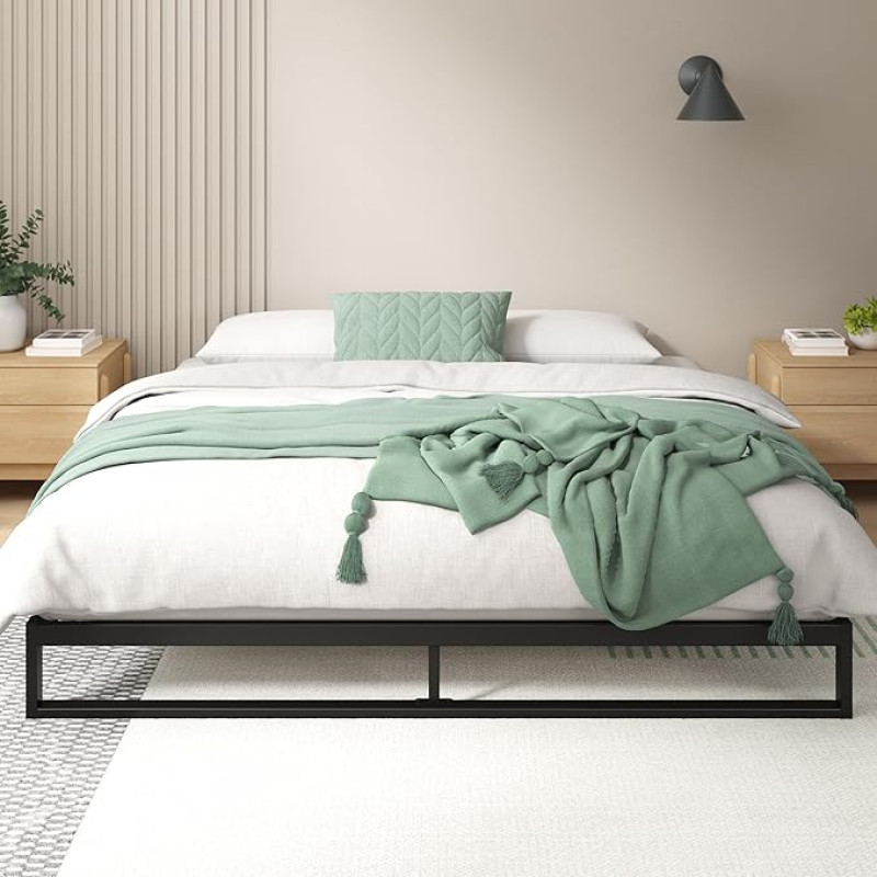 Zinus Trisha Heavy Duty Low Profile Platform Bed Frame / Mattress Base / No Boxspring Needed / Sturdy Wooden Slatted Base / Quick, Easy Assembly, 17.8 cm