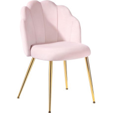 Eufurnibi Dressing Table Chair without Wheels, Velvet Shell Chair for Living Room & Bedroom, Modern Dining Room Chairs with 150 kg Load Capacity, Pink