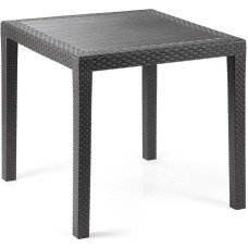 Table Side Table in Hard Resin Fake Black Rattan Willow Charcoal Bar House