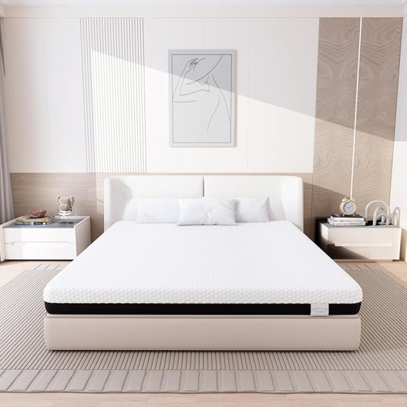 Memory Mattress 180 x 200 cm, 7-Zone Memory Foam Mattress, Hardness H3 Mattress Height 26 cm, Cold Foam Mattress (180 x 200 x 16 cm)