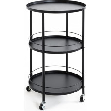 HAKU Möbel Serving Trolley Black Metal Dimensions: Height 75 cm x Diameter 45 cm Style: Modern
