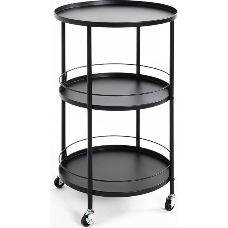 HAKU Möbel Serving Trolley Black Metal Dimensions: Height 75 cm x Diameter 45 cm Style: Modern