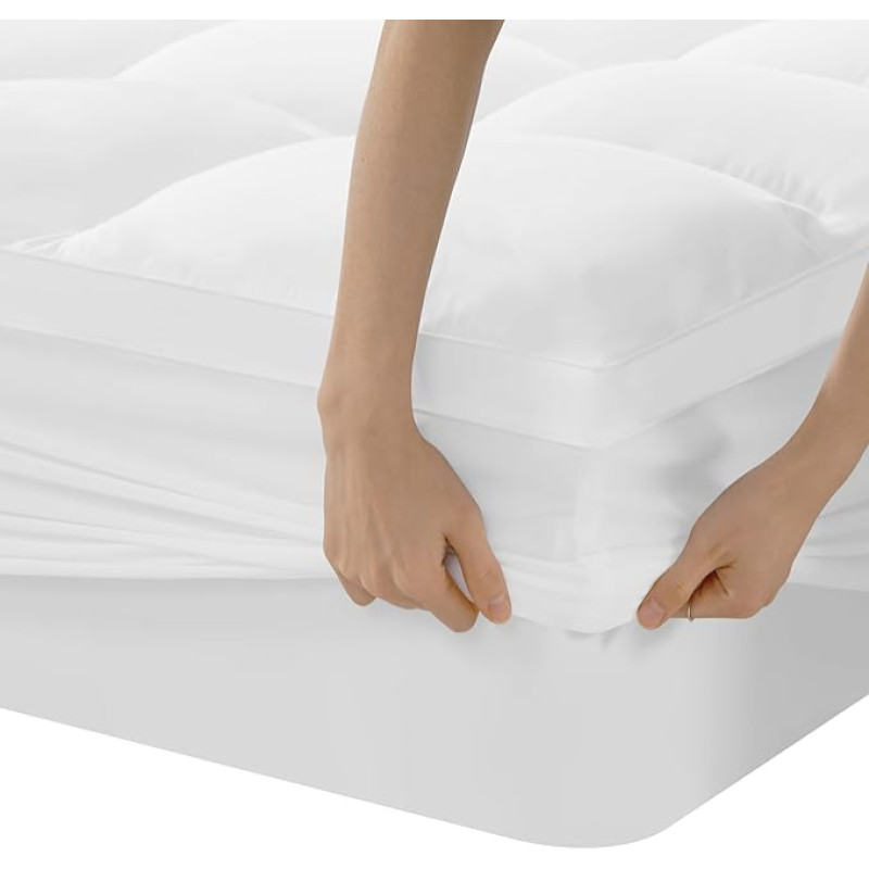 DUANDUAN Thick Mattress Topper 180 x 200 cm 5 cm High, Microfibre Mattress Topper with Deep Pockets, Soft Quilted Mattress Protector, Mattress Topper - Breathable and Machine Washable