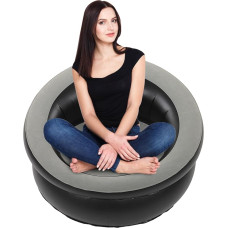 Inflatable Chair, Sofa, Inflatable Seat, Gaming Lounger, Indoor and Outdoor, Camping, Garden, Stylish Red Design, Soft Plush Fabric, Single Living Room (Grey)