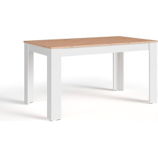 byLIVING NORI Dining Table Modern Kitchen Table in Oak Effect / Base Frame Melamine White Large Table 140 x 80 cm H 75 cm