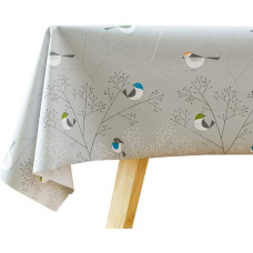 Plenmor Wipe Clean Tablecloth Waterproof Plastic PVC Wipe Clean Rectangular Tablecloth Kitchen Picnic Outdoor Indoor (137x200cm, Birds)