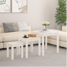 WSJHUHK Furniture, Tables, Accent Tables, End Tables, Nesting Tables, Set of 3, White Solid Wood, Pine
