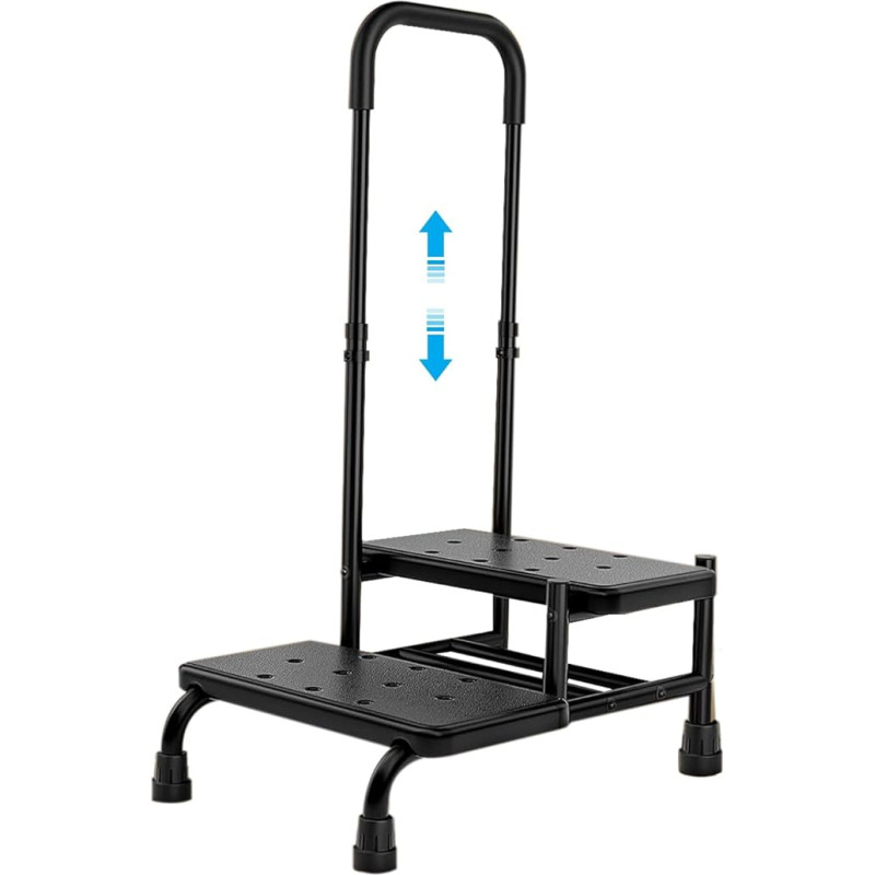 Treesunshine Step Stool with Handle, Double Step up to 160 kg, Step Ladder with Non-Slip Tread, Safety Step Secura for Adults, Elderly People and Children in Kitchen, Bathroom and House