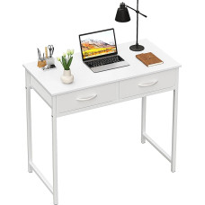 WOHOMO Desk with Drawers, Computer Desks, 80 cm Small Office Table, Computer Desk, Office Table, for Study, Bedroom, Living Room, White