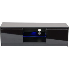 MMT Furniture Designs ltd RTV 1400 LED TV Cabinet Black with Shelf and Door TV Cabinet High Gloss TV Table Modern Living Room Cabinets Storage Cabinets RTV 1400 140 cm Wide