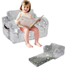 HB.YE Children's Sofa Mini Chair 2-in-1 Folding Children's Chair Relaxing Chair Cuddly Chair (Grey)