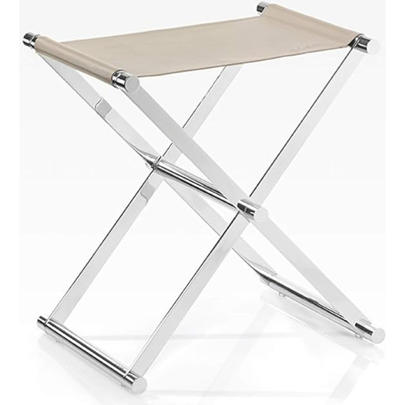 JOOP! Bathline Stool Chrome and Imitation Leather Grey Embossed Grey and Chrome