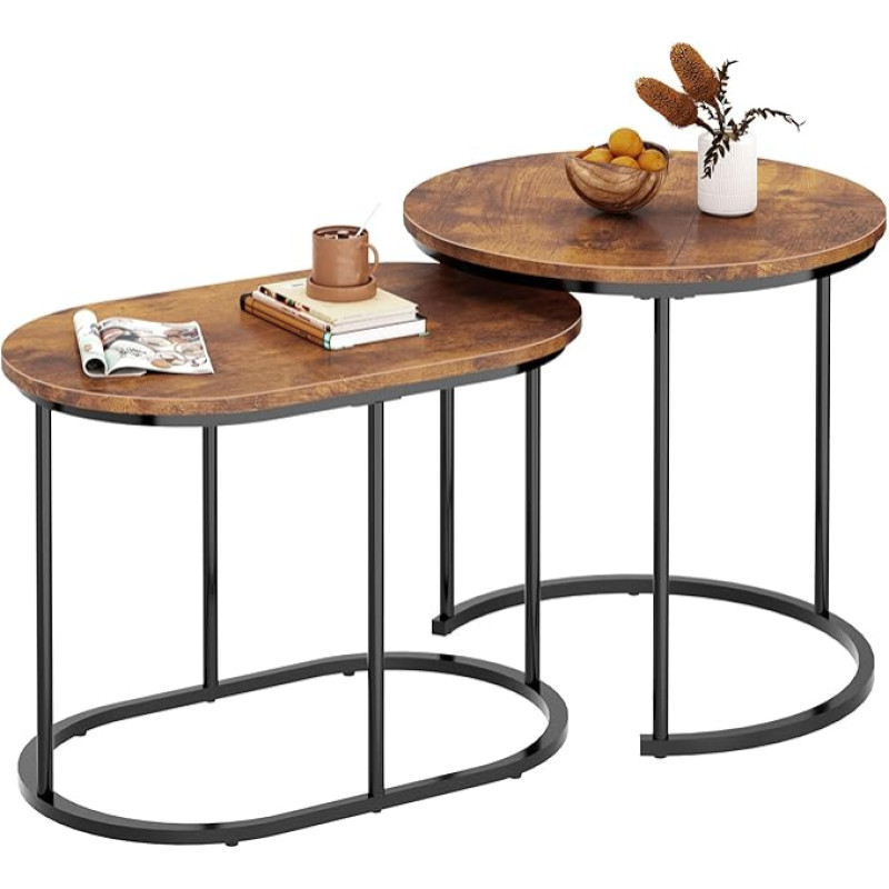 soges Set of 2 Side Tables Set of 2 Side Table Set Smart Coffee Table Snack Table Design and Modern for Living Room