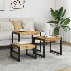 EMYRLXQW Tische, Akzenttische, Beistelltische, Nisttische, 3 Stück, massives Mangoholz