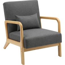 CLP Hibbing Recliner Chair, Comfortable Upholstered Chair with Fabric Cover, Rubber Wood Frame, Armchair for Living Room and Bedroom, Colour: Dark Grey