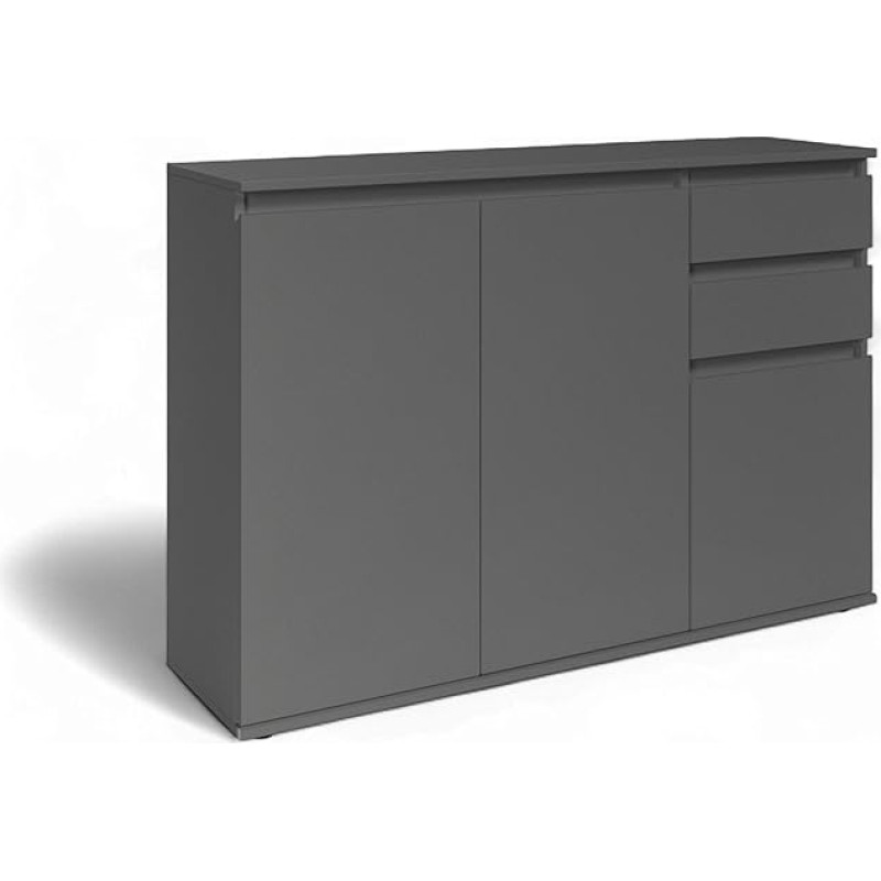 Brest Chest of Drawers in Anthracite - Modern Sideboard with Lots of Storage Space - 119 x 84 x 35 cm (W x H x D)