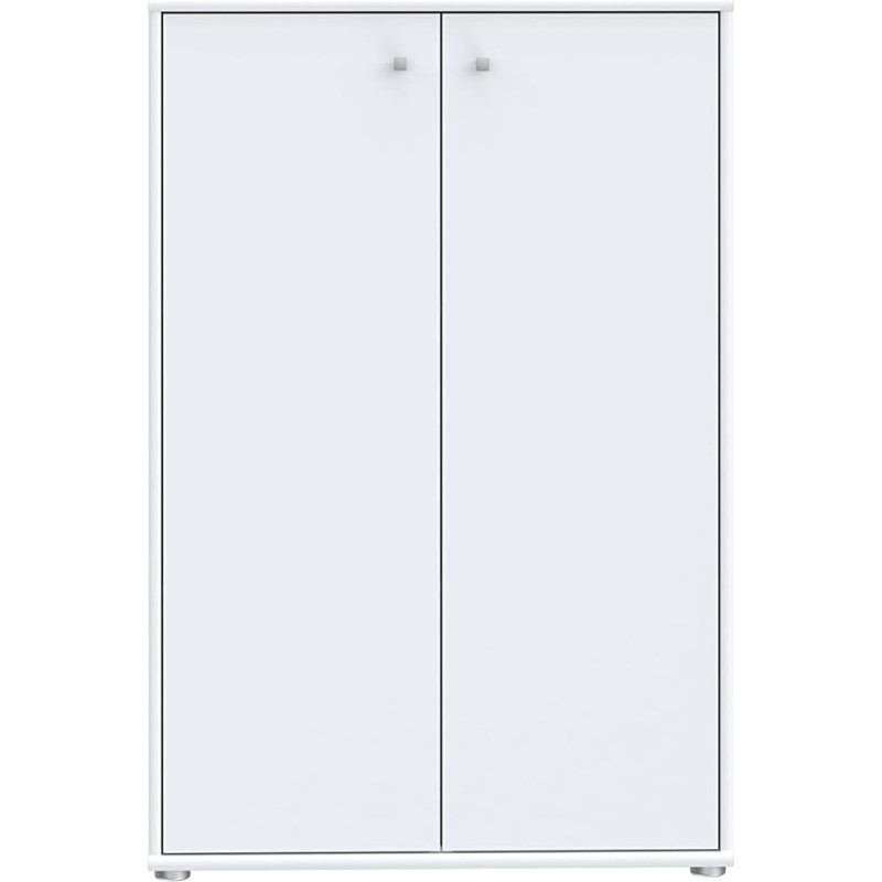 Forte Tempra 2 Chest of Drawers with 2 Doors, Wooden, White, W x H x D: 73.7 x 111.1 x 34.8 cm