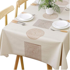 Plenmor Heavy Vinyl Tablecloth for Rectangle Tables Wipe Clean Oil and Waterproof Stain Resistant Mildew Proof Geometric 54