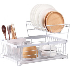 VIDECOR Geschirrtrockner – Geschirrständer für Die Küchentheke mit Besteckhalter, Langlebiger Edelstahl, Geschirrständer für Verschiedenes Geschirr, Einfache Installation, Kompakt,G