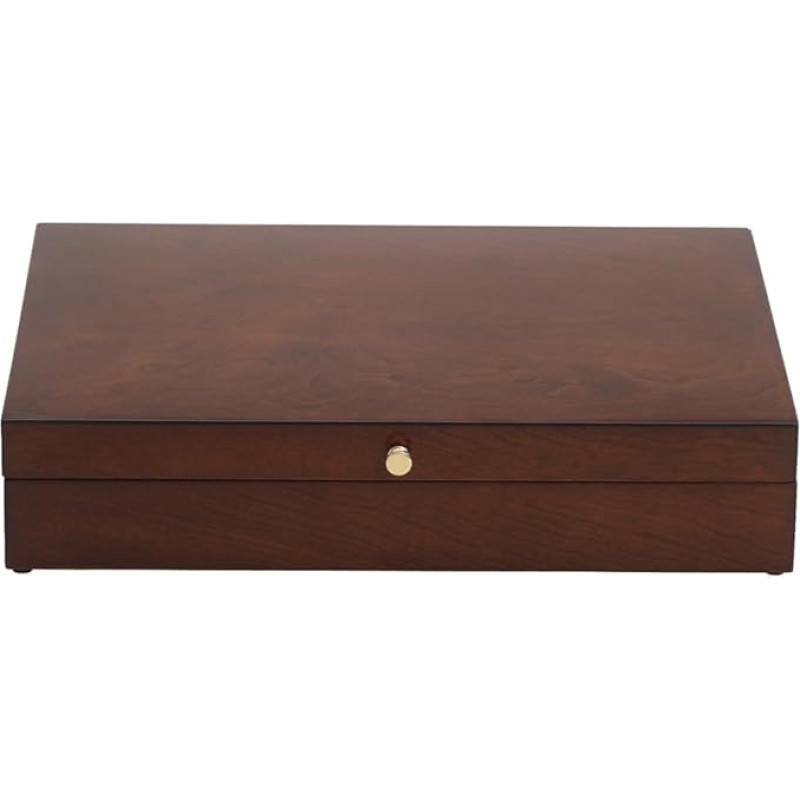 Reed & Barton Flatware Chest Mahogany Finish Brown Tarnish Proof Fabric Lining Brass Lid Hardware