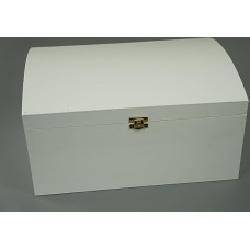 Decocraft (W) EXTRA LARGE TREASURE CHEST WHITE WOODEN BOX WOOD KEEPSAKE MEMORY GIFT BOX DECOUPAGE CRAFT ART