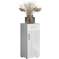 trendteam smart living - Wons - Standing Cabinet - White/White High Gloss - Timeless Bathroom Cabinet - (W x H x D) 37 x 83 x 31 cm - Silver-Coloured Handles - Scratch-Resistant