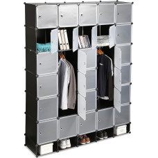 Relaxdays, Black XXL Wardrobe Plug-In System, 25 Compartments, Large, 5 Clothes Rails, Bedroom Wardrobe H x W 234 x 180 cm, 1 Piece, 10024527_46