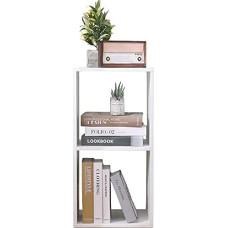 Etnicart Double Cube Storage Box Bookcase White 35 x 30 x 70 cm MDF Wood Design Office Living Room Shelf CD Children's Cube Wooden Block Solid