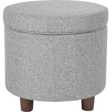 HomePop Round Tweed Storage Box - Light Grey Tweed