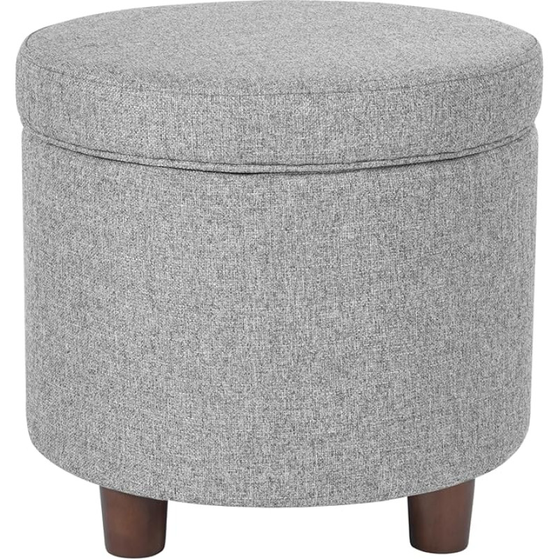 HomePop Round Tweed Storage Box - Light Grey Tweed