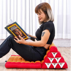 Leewadee Thai Cushion Folding Mattress Chill-Out Folding Mat Padded Reading Support Floor Lounger Mat with Triangle Cushion Thai Mat, 170 x 53 x 30 cm, Kapok