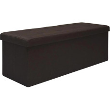 DuneDesign Foldable Bench 110 x 38 x 38 cm XXL Seat Chest with 2 Dividers 120 L Upholstered Bench Footstool Linen Look Brown