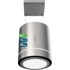 Cecotec Bolero Flux Cre 448000 Inox A++ Round Island Cooker Hood 448000 Stainless Steel Look 800m3/h Suction Power 210W Motor Electronic Control Lighting Carbon Filter