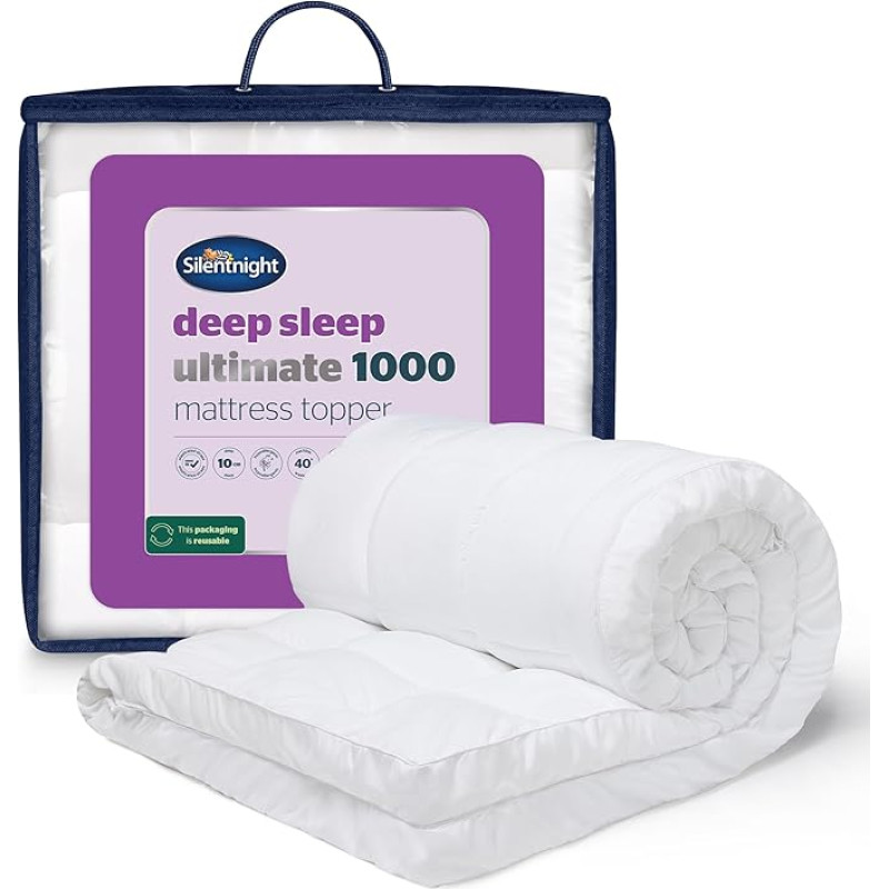 Silentnight Ultimate Deep Sleep Topper - Extra Thick Deep Mattress Topper Luxury Cotton Soft - Machine Washable Support Bed Pads