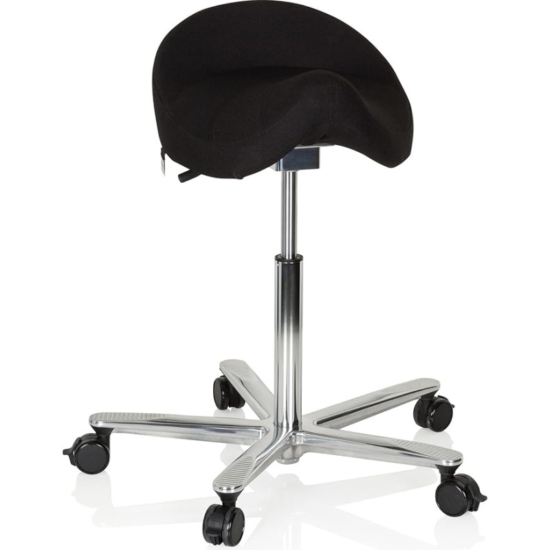 hjh OFFICE Move-TEC 3D PRO I 608911 Work Stool Fabric Black Saddle Stool for Dynamic and Healthy Sitting