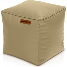 Green Bean Faux Leather Pouf with EPS Beads Filling 40 x 40 cm Perfect Addition to Bean Bag Seat Cube Stool Footstool Light Camel