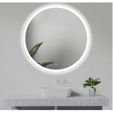 Home Glow 80 cm Round Bathroom Mirror with LED Lighting, Round LED Bathroom Mirror with Touch Switch, Mirror with Natural White Front Light