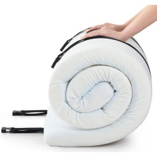 Jamdok Single Gel Memory Foam Mattress Topper for Camping Bed Cool Car Mattress Sofa Roll Up Floor Mat Foldable Sleeping Pad Portable (190 x 75 x 7.6 cm)