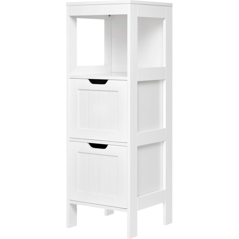 Mondeer Bathroom Cabinet with 2 Drawers Adjustable Modern for Bathroom, White, 30 x 30 x 89 cm