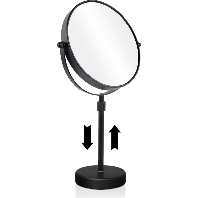 Nicesail Cosmetic Mirror Height Adjustable Black Make-Up Mirror Standing 10x Shaving Mirror with Magnification Diameter 20 cm